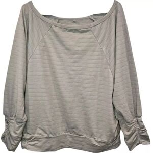 Prana Women's Gray Ridgeview Relaxed Long Sleeve Cropped Oversized Top Size L